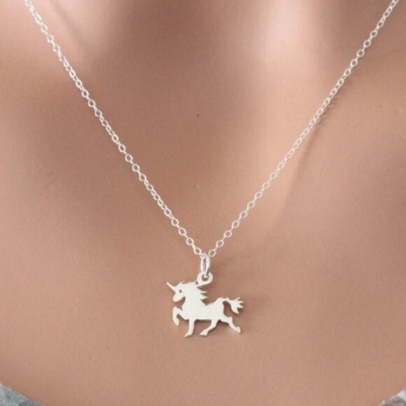 Sterling Silver Unicorn Charm Necklace - Picture 1 of 2